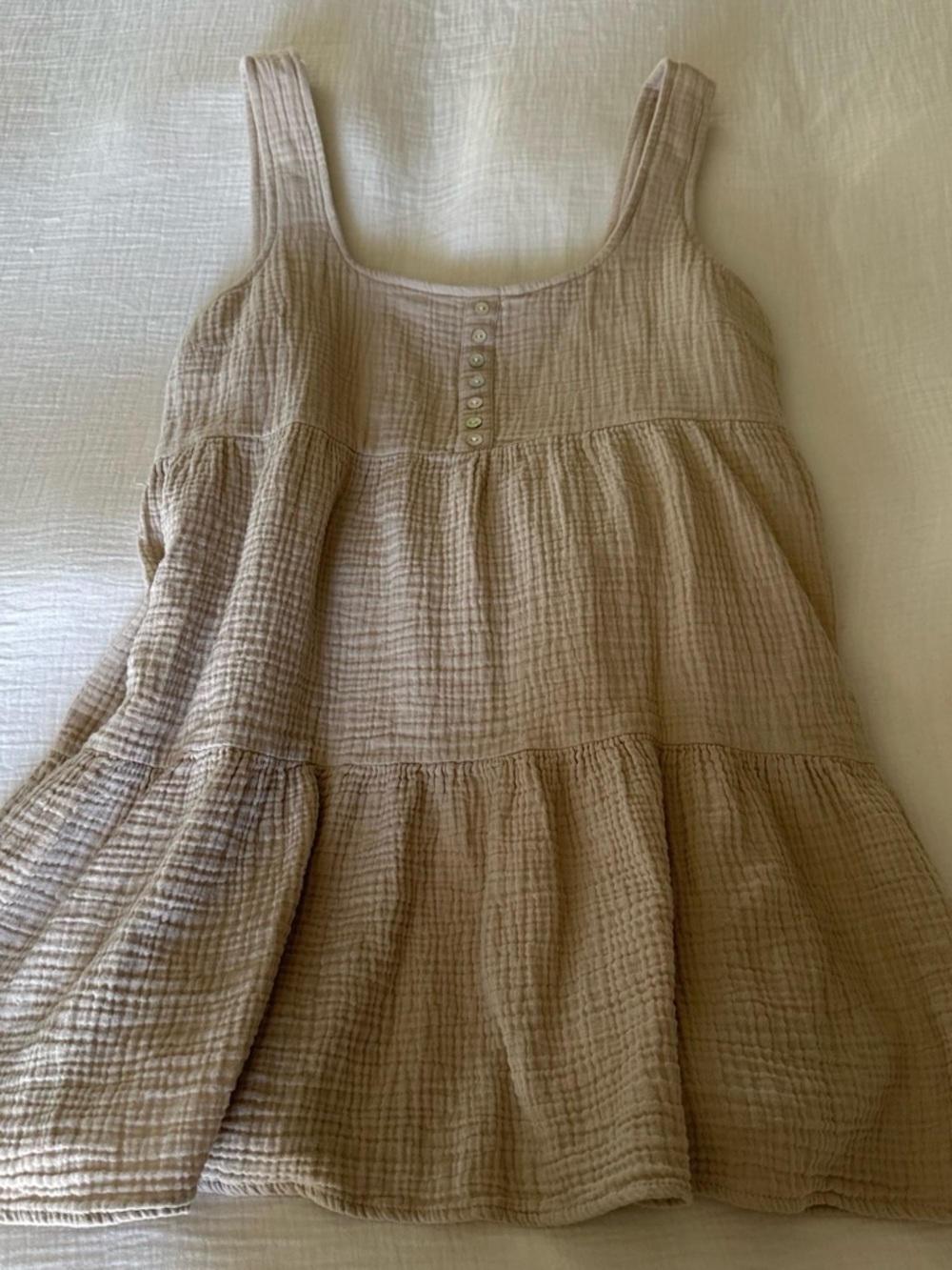 Urban Outfitters Beige Tiered Cotton Gauze Sundress